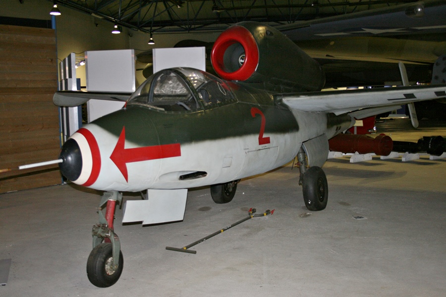 Heinkel He 162A-2 (Werk Nummer 120227) in JG 1 markings at the RAF Museum Hendon in 2012