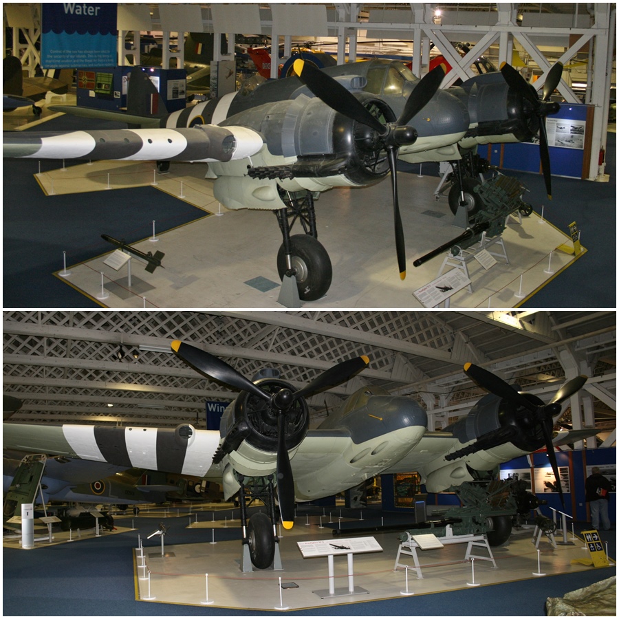 A former Portuguese Navy Bristol Beaufighter TF Mk.X torpedo fighter (RD253) in RAF markings at the RAF Museum in Hendon (2012)