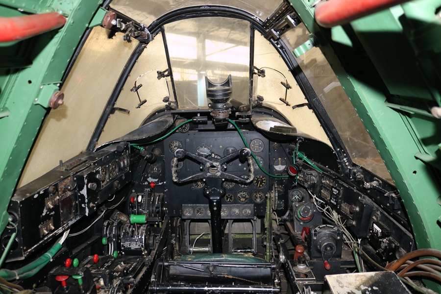 The busy pilots cockpit of the RAAF DAP Beaufighter Mk.21 (A8-328) at the Australian National Aviation Museum at Moorabbin Airport in Victoria (May 2019).