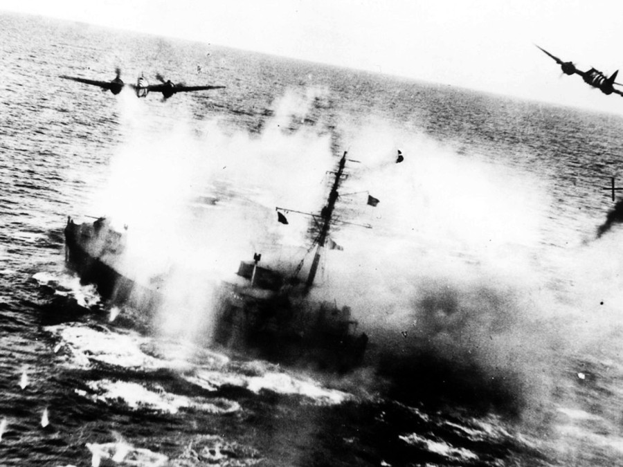 RAF Coastal Command Beaufighters attack a German ship with devastating force!